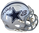 Cowboys Emmitt Smith & Tony Dorsett Signed Speed Mini Helmet BAS Witnessed