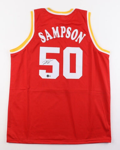 Ralph Sampson Signed Houston Rockets Red Jersey (Beckett) HOF 2012 / 4xAll Star