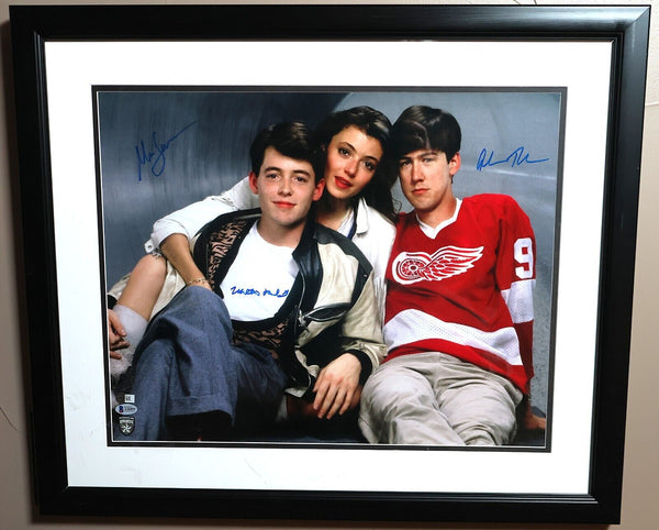 Framed Ferris Bueller's Day Off Photo signed by M. Broderick, M. Sara, & A. Ruck