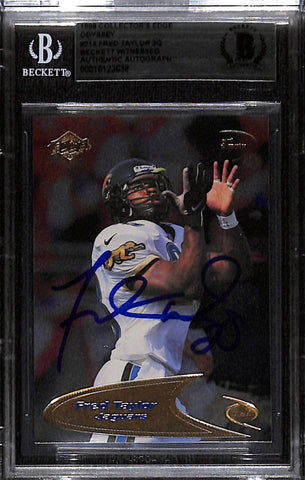 Fred Taylor Signed 1998 Edge Odyssey #214 Trading Card Beckett 43903