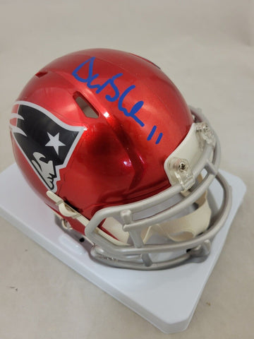 DREW BLEDSOE SIGNED NEW ENGLAND PATRIOTS FLASH SPEED MINI HELMET BECKETT
