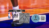 JOHN STOCKTON AUTOGRAPHED 16X20 PHOTO UTAH JAZZ BECKETT BAS WITNESS 224365