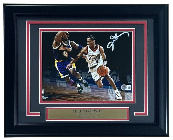 Allen Iverson Signed Framed 8x10 Philadelphia 76ers vs Kobe Bryant Photo 2 BAS