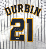 Brewers Infielder CALEB DURBIN Signed Custom Replica Pinstripe Jersey AUTO - JSA