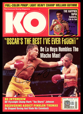Johnny Tapia & Oscar De La Hoya Autographed KO Magazine Beckett BAS QR #BH26921