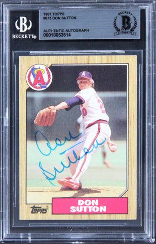 Angels Don Sutton Authentic Signed 1987 Topps #673 Card BAS Slabbed