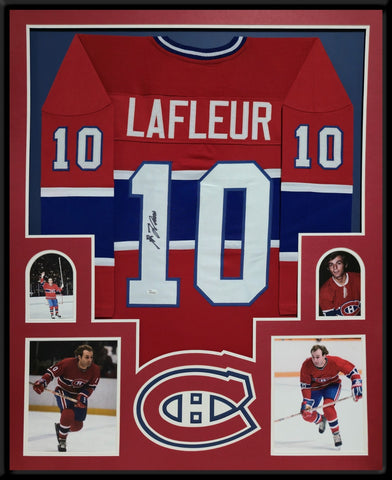 FRAMED MONTREAL CANADIENS GUY LAFLEUR AUTOGRAPHED SIGNED JERSEY JSA COA