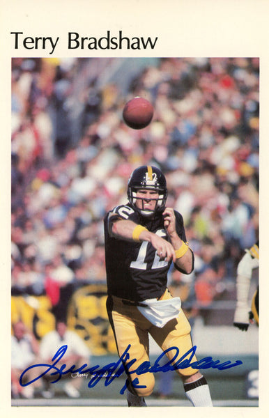 Terry Bradshaw Autographed Pittsburgh Steelers Mini Poster 46/50 JSA 46180