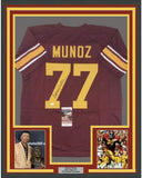 Framed Autographed/Signed Anthony Munoz 35x39 USC Maroon Jersey JSA COA