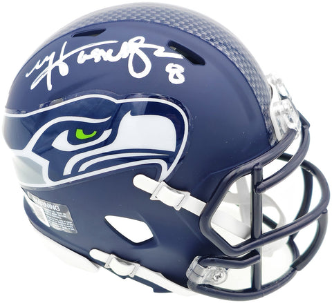 Matt Hasselbeck Signed Seattle Seahawks Blue Speed Mini Helmet Beckett Wit