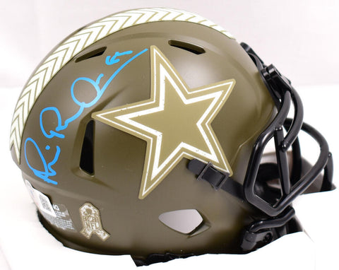 Michael Irvin Signed Cowboys Salute to Service Speed Mini Helmet- Beckett W Holo