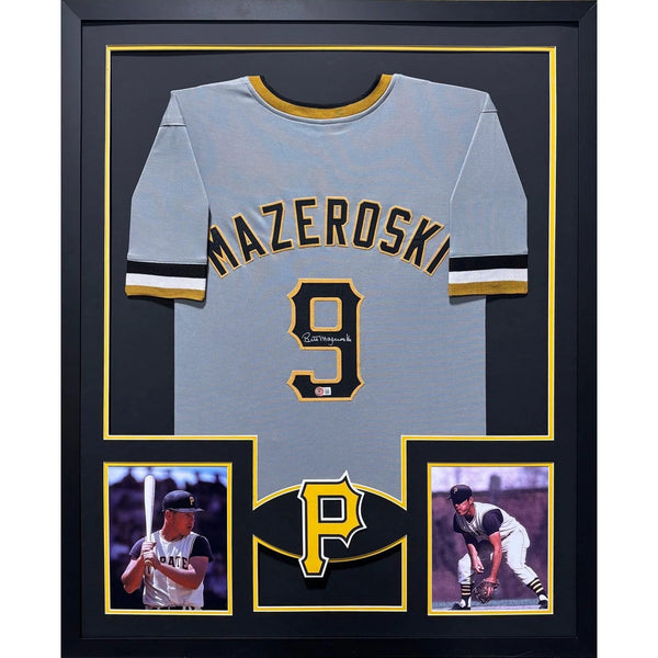 Bill Mazeroski Autographed Signed Framed Grey Pittsburgh Pirates Jersey BECKETT