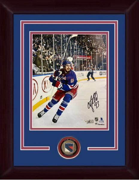 Mika Zibanejad Signed 8x10 Celebration Photo Framed NY Rangers Auto Fanatics COA