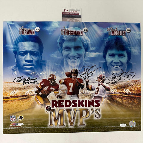 Autographed/Signed Joe Theismann Mark Moseley Brown MVPs 16x20 Photo JSA COA