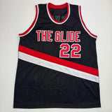 Autographed/Signed Clyde Drexler Portland Black Basketball Jersey JSA COA