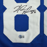 Framed Autographed/Signed Hakeem Nicks 35x39 New York Blue Jersey BAS COA