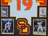 FRAMED IN SUEDE SAN DIEGO PADRES TONY GWYNN AUTOGRAPHED SIGNED JERSEY PSA COA