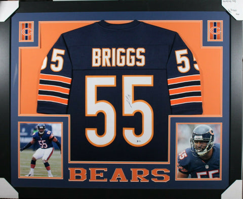 LANCE BRIGGS (Bears navy SKYLINE) Signed Autographed Framed Jersey JSA