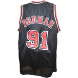 Dennis Rodman Autographed/Signed Pro Style Black XL Jersey Beckett Witness 49744