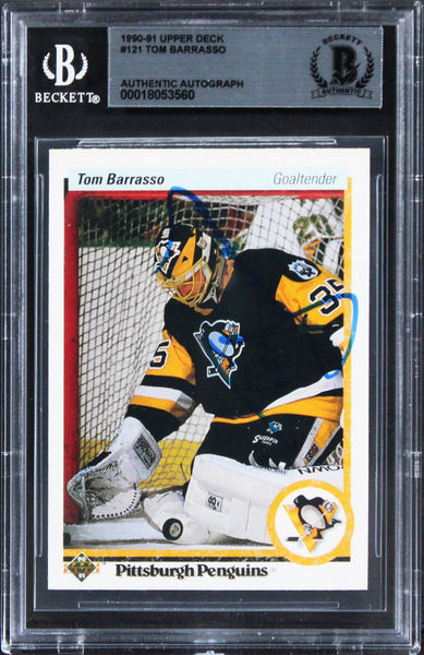 Penguins Tom Barrasso Authentic Signed 1990 Upper Deck #121 Card BAS Slabbed