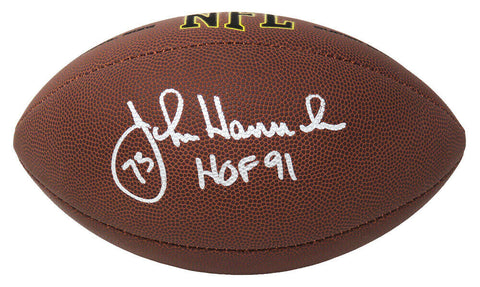 John Hannah Signed Wilson Super Grip Full Size NFL Football w/HOF'91 - SS COA