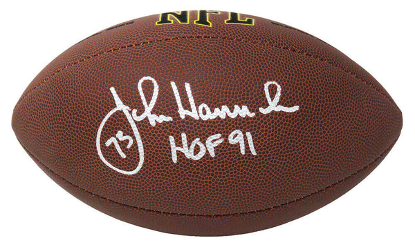 John Hannah Signed Wilson Super Grip Full Size NFL Football w/HOF'91 - SS COA