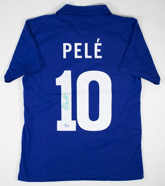 Pele Signed Brazil National Team Jersey (Beckett) 3xFIFA World Cup Champs
