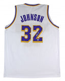 Magic Johnson Signed Los Angeles Lakers White Jersey (Beckett) 5xNBA Champion