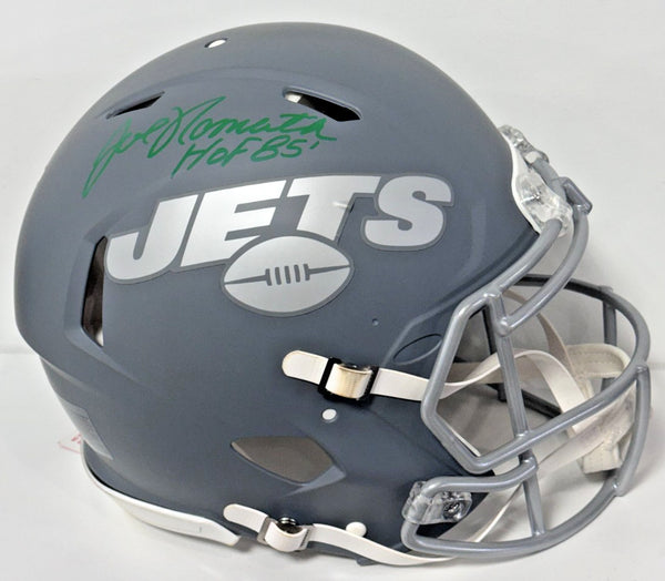 Joe Namath Signed Jets Riddell Slate Speed Authentic Helmet HOF 85 Auto Fanatics