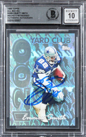 Cowboys Emmitt Smith Signed 1999 Topps All Matrix #AM6 Card Auto 10! BAS Slabbed