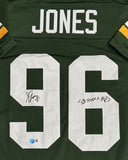 SEAN JONES Signed Replica Green Jersey w/ SB XXXI - Green Bay Packers - BAS