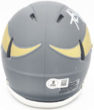 AARON JONES AUTOGRAPHED VIKINGS SLATE SILVER MINI HELMET BECKETT WITNESS 228816
