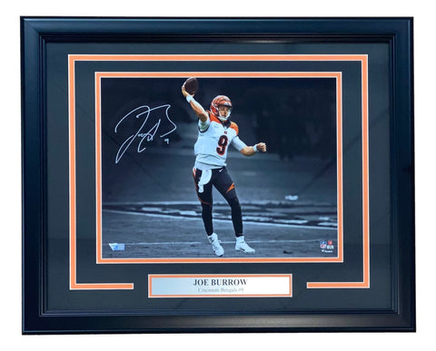 Joe Burrow Signed Framed 11x14 Cincinnati Bengals Spotlight Photo 2 Fanatics