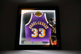 Kareem Abdul-Jabbar Lakers Signed Mitchell & Ness Jersey Lighted Frame -Tri Star