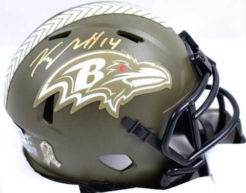Kyle Hamilton Signed Ravens Salute to Service Speed Mini Helmet-Beckett W Holo