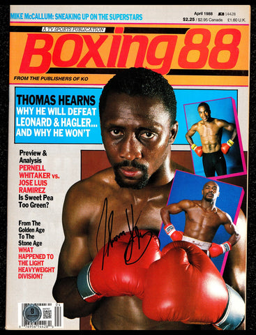 Thomas Hit Man Hearns Autographed Signed Magazine Beckett BAS QR #BM37837