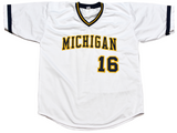 BARRY LARKIN SIGNED MICHIGAN WOLVERINES #16 WHITE BASEBALL JERSEY BECKETT