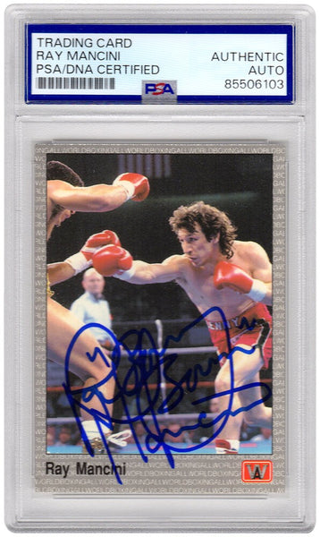 Ray Mancini Signed 1991 All World Boxing Trading Card #26 w/Boom Boom - (PSA)