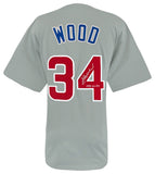 Kerry Wood Signed Grey Custom Baseball Jersey w/1998 NL ROY - (SCHWARTZ COA)