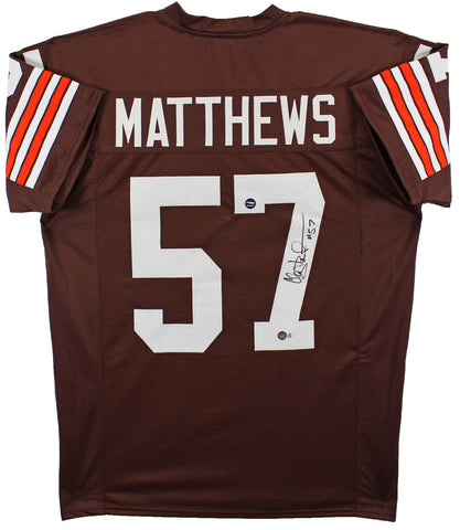Clay Matthews Jr. Authentic Signed Brown Pro Style Jersey BAS Witnessed