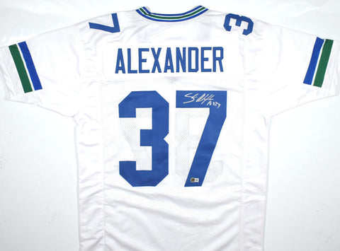 Shaun Alexander Autographed TB White Pro Style Jersey - Beckett W Holo *Silver