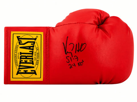 Virgil Hill Signed Everlast Red Full Size Boxing Glove w/51-7, 24 KOs - (SS COA)