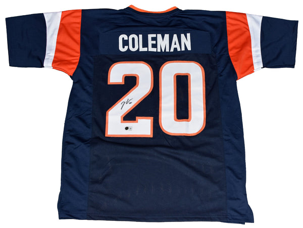 JONAH COLEMAN AUTOGRAPHED DENVER BRONCOS #20 NAVY JERSEY BECKETT