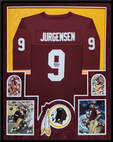 FRAMED IN SUEDE WASHINGTON FOOTBALL SONNY JURGENSEN AUTOGRAPHED JERSEY JSA COA