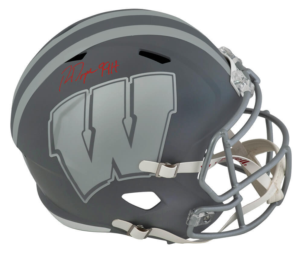 Ron Dayne Signed Wisconsin SLATE Riddell F/S Replica Helmet w/99H (SCH ...