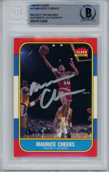 Maurice Cheeks Autographed 1986 Fleer #16 Trading Card Beckett 43926
