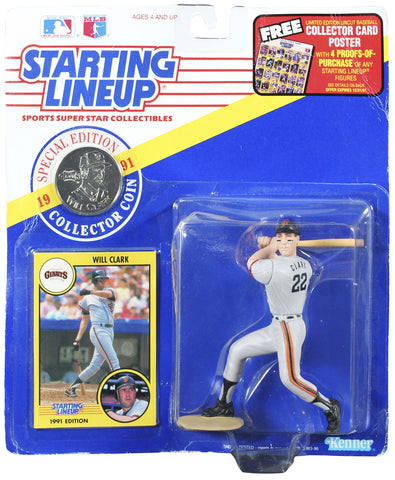 Giants Will Clark 1991 Starting Lineup Action Figure w/ Trading Card & Coin