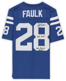 Marshall Faulk Indianapolis Colts Signed M&N Blue Replica Jersey & Inscs