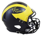 Michigan Ty Law "Go Blue" Signed Full Size Speed Rep Helmet W/ Case BAS Witness