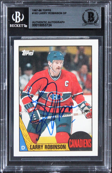 Canadiens Larry Robinson Authentic Signed 1987 Topps #192 Card BAS Slabbed 2
